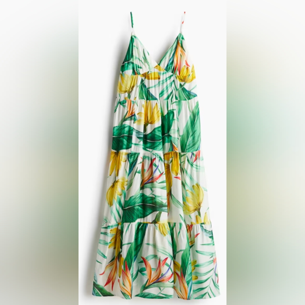 H&M Tropical Leaf Print Maxi Skirt